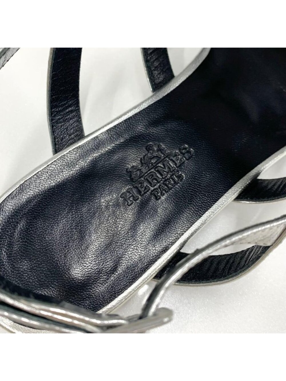 Hermes Transat Leather Kelly Hardware Sandals Silver - Picture 6 of 10
